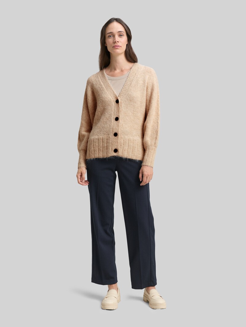 Tom Tailor Oversize Cardigan mit Wollanteil - Sand Stone Beige Melange