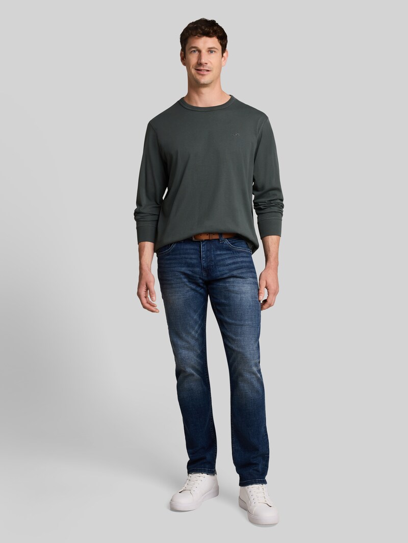 Tom Tailor Basic Langarmshirt aus Baumwolle - Darkest Olive