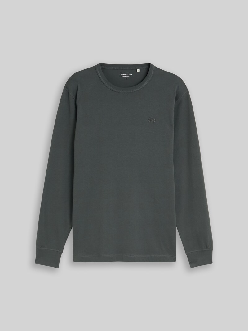 Tom Tailor Basic Langarmshirt aus Baumwolle - Darkest Olive