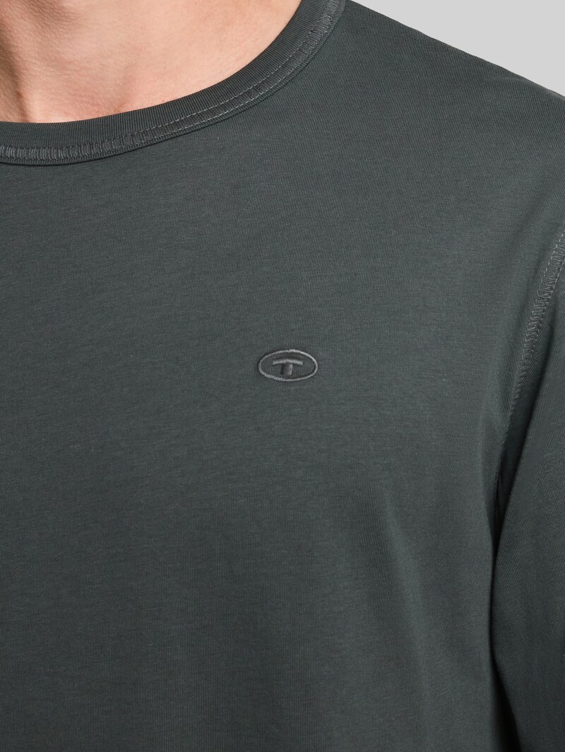 Tom Tailor Basic Langarmshirt aus Baumwolle - Darkest Olive