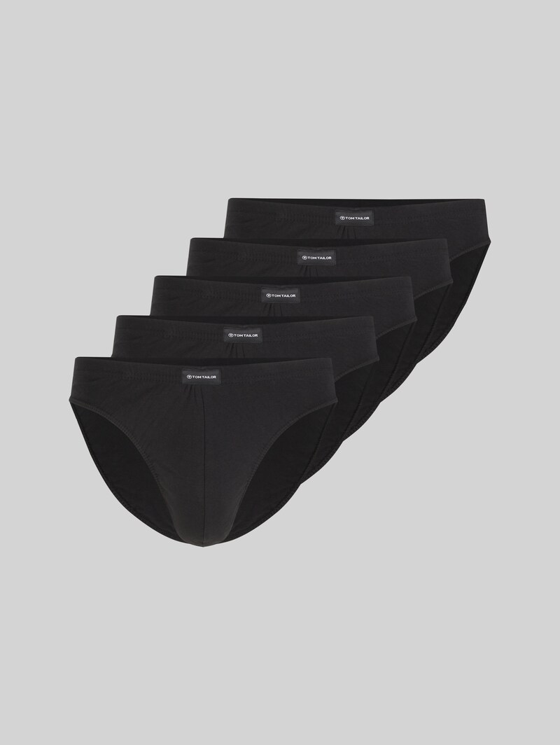 Tom Tailor Slips aus Baumwolle im 5er-Pack - Black Uni