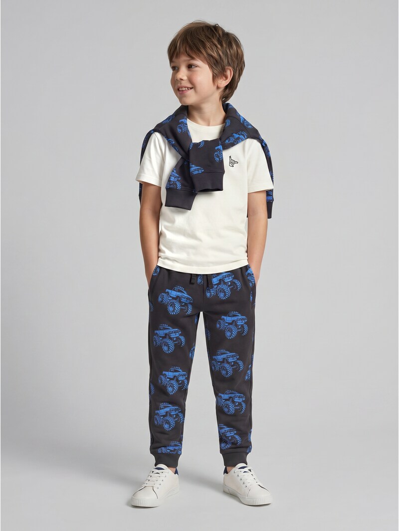 Tom Tailor Basic Jogginghose mit Muster - Grey Blue Monster Truck Design