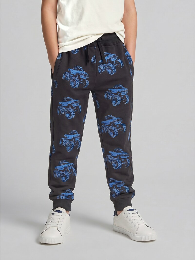 Tom Tailor Basic Jogginghose mit Muster - Grey Blue Monster Truck Design