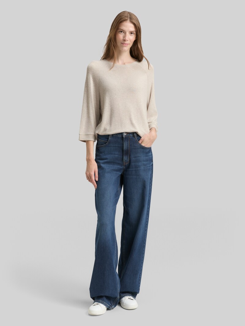 Tom Tailor Langarmshirt mit Raglanärmeln - Soft Taupe Melange