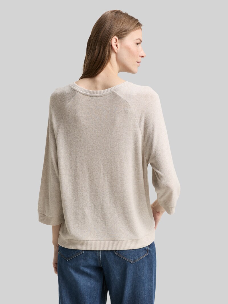 Tom Tailor Langarmshirt mit Raglanärmeln - Soft Taupe Melange