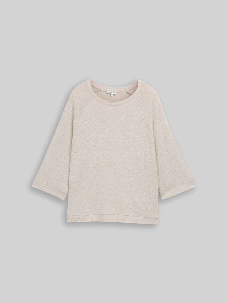 Tom Tailor Langarmshirt mit Raglanärmeln - Soft Taupe Melange