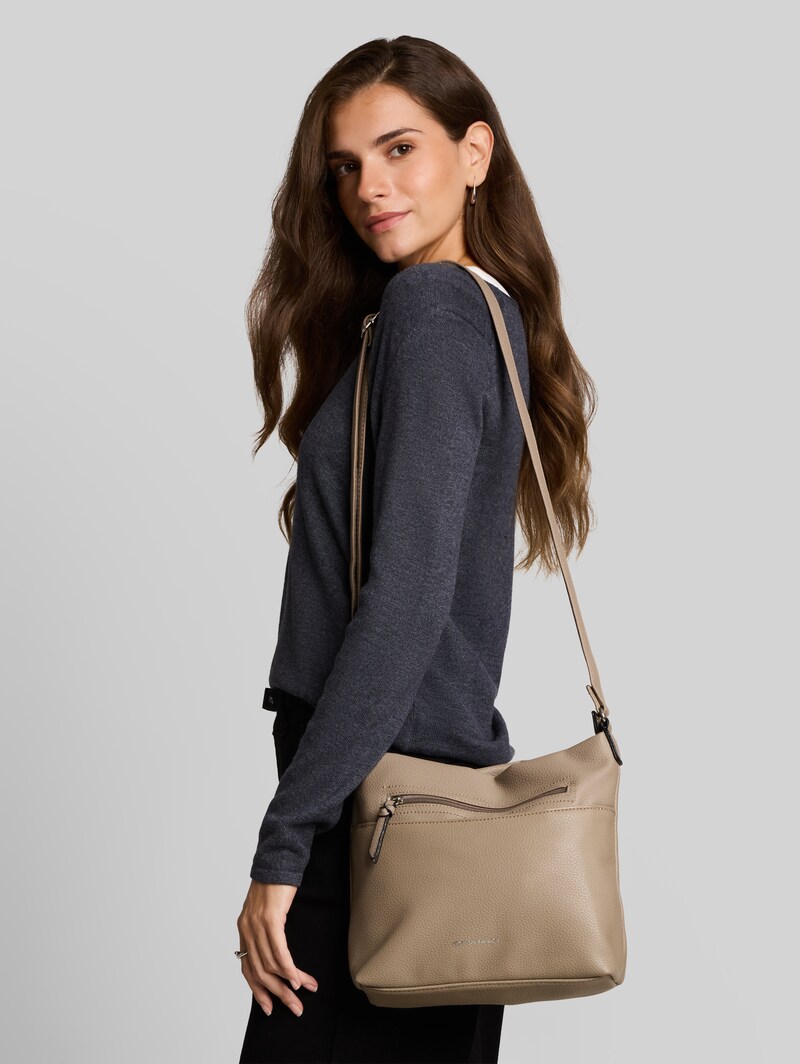 Tom Tailor TTWINA S Umhängetasche mit Reißverschluss-Details - Taupe / Taupe
