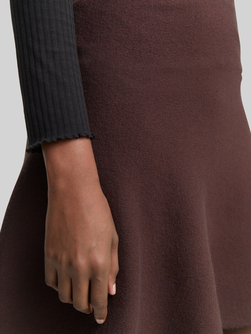 Tom Tailor Mini Skater Strickrock - Soft Chocolate Brown Melange