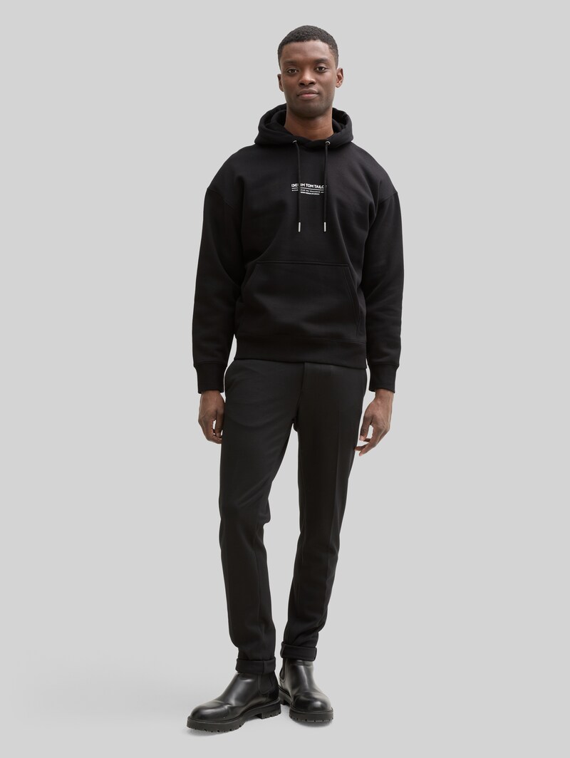 Tom Tailor Relaxed Hoodie Sweatshirt mit Logo-Print - Black