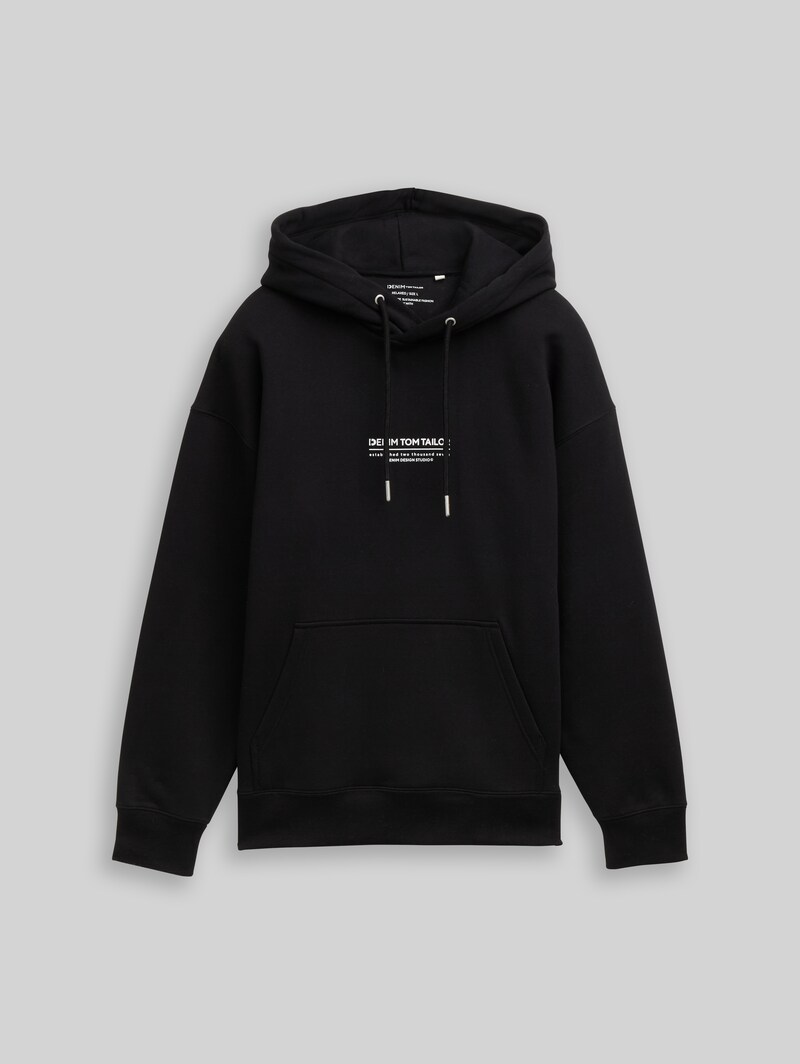 Tom Tailor Relaxed Hoodie Sweatshirt mit Logo-Print - Black