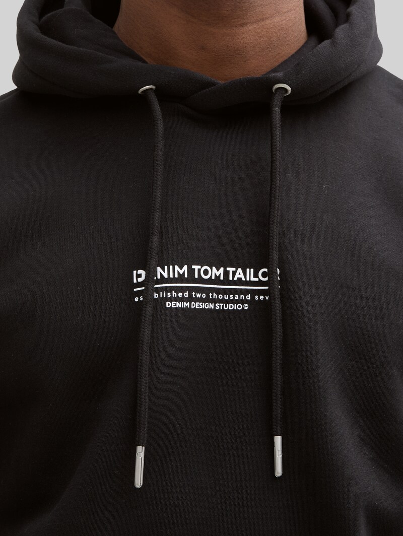 Tom Tailor Relaxed Hoodie Sweatshirt mit Logo-Print - Black