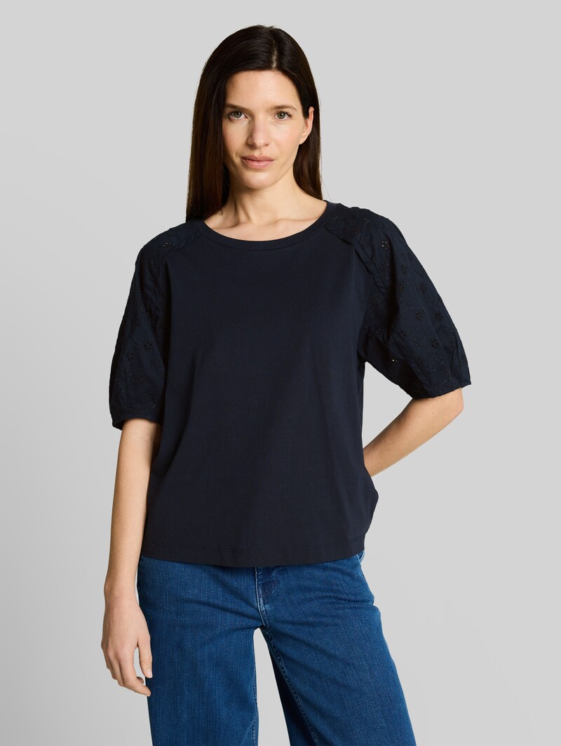 Tom Tailor T-Shirt mit Lochstickereien - Sky Captain Blue Tom Tailor T-Shirt mit Lochstickereien - Sky Captain Blue