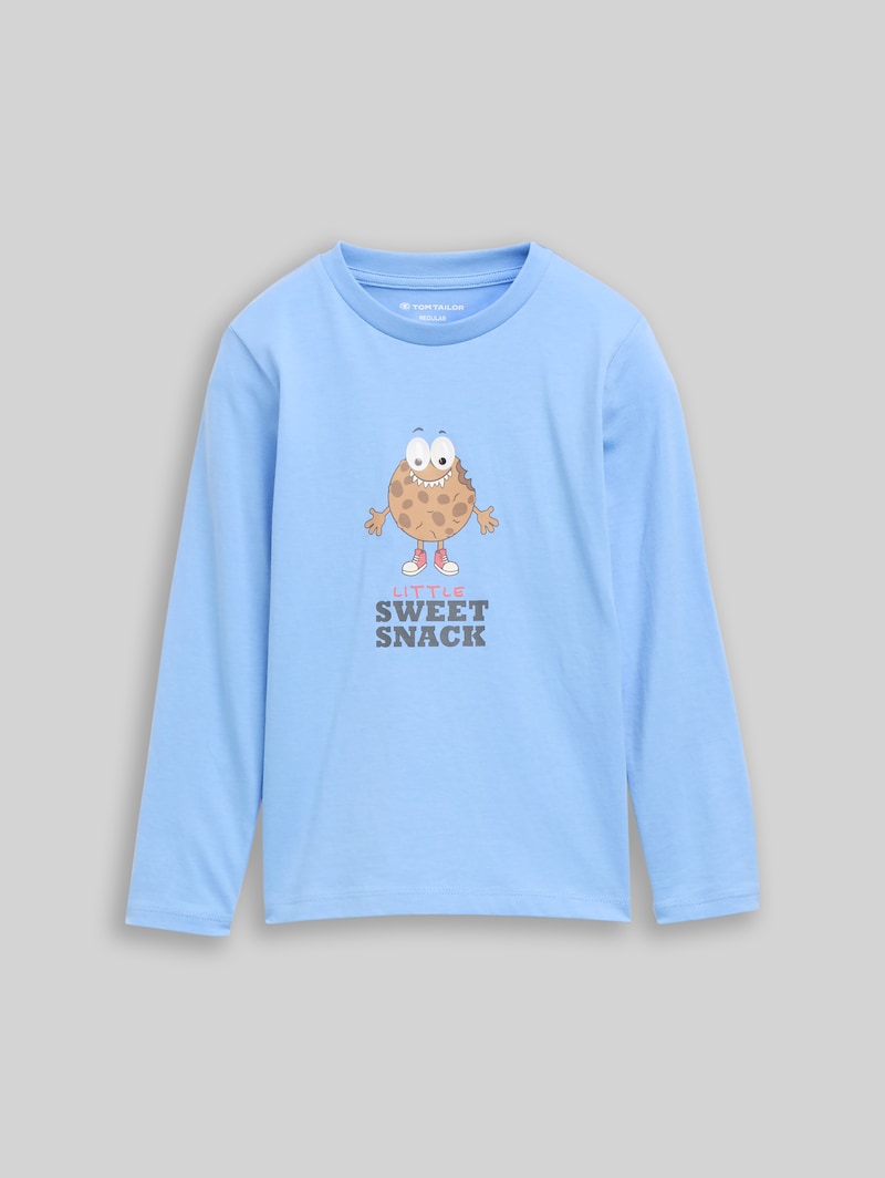 Tom Tailor Langarmshirt mit interaktivem Print - Light Blue