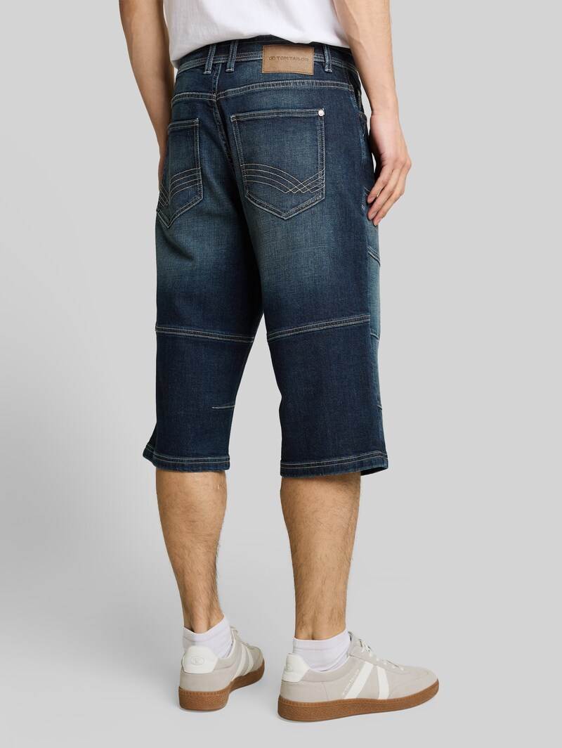 Tom Tailor TTMORRIS RELAXED Overknee Jeans Shorts mit Stretch - Vintage Used Dark Stone Blue Tom Tailor TTMORRIS RELAXED Overknee Jeans Shorts mit Stretch - Vintage Used Dark Stone Blue