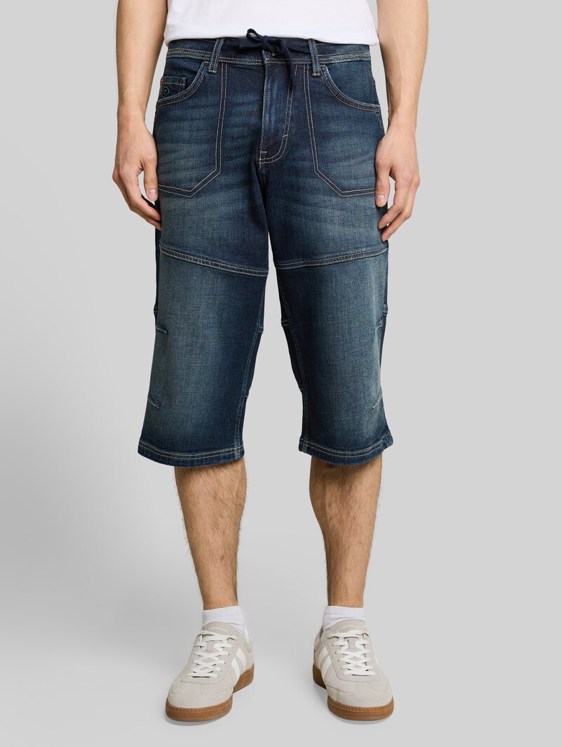 Tom Tailor TTMORRIS RELAXED Overknee Jeans Shorts mit Stretch - Vintage Used Dark Stone Blue