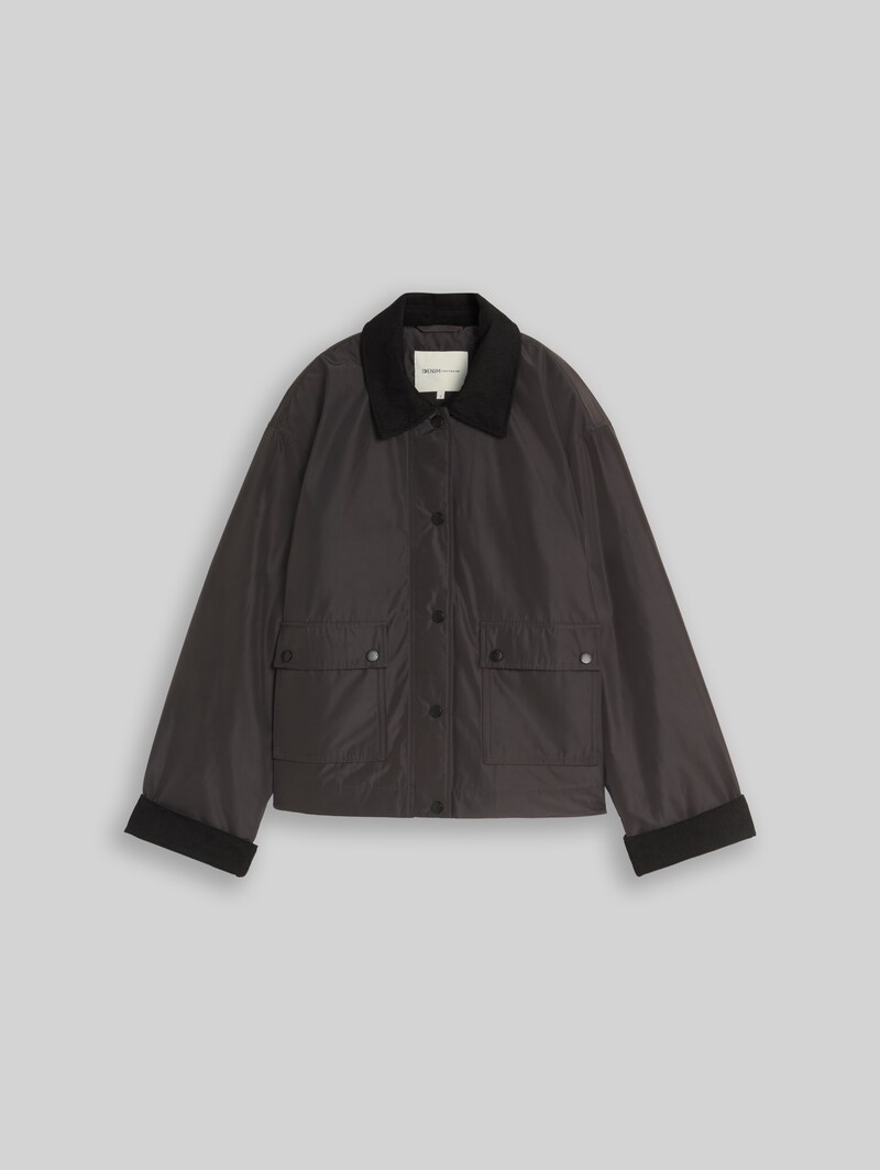 Tom Tailor Übergangjacke mit Cord-Kragen - Coal Mine Grey