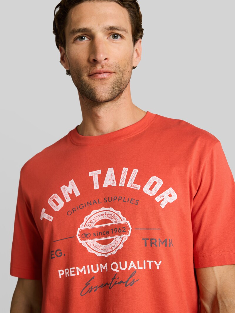Tom Tailor T-Shirt mit Logo-Print - Chili Orange
