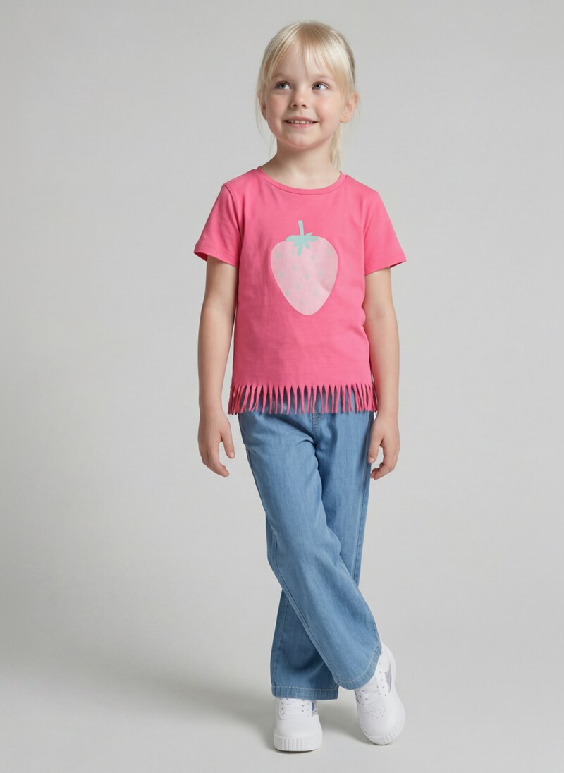 Tom Tailor T-Shirt mit Fransen - Flashy Pink