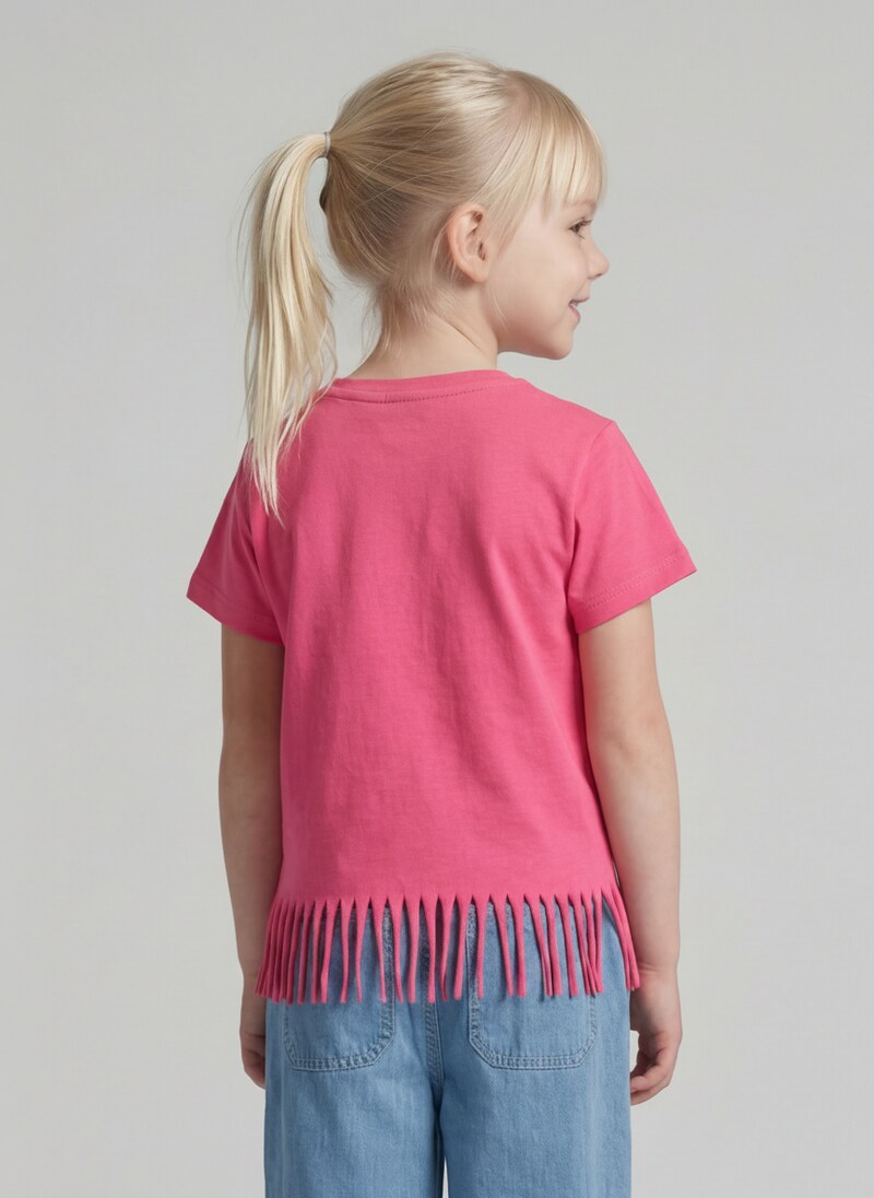 Tom Tailor T-Shirt mit Fransen - Flashy Pink