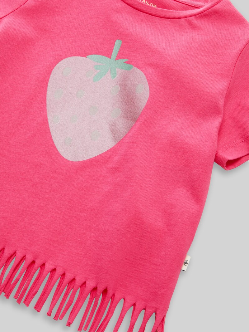 Tom Tailor T-Shirt mit Fransen - Flashy Pink