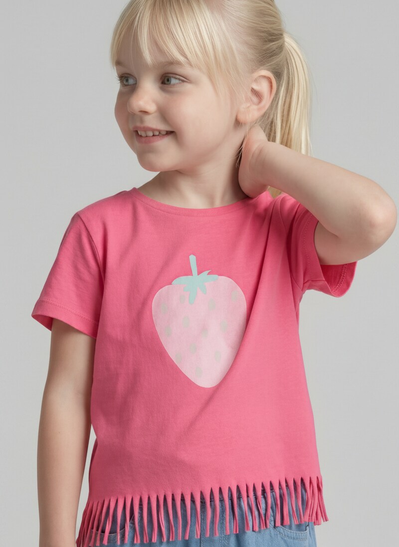 Tom Tailor T-Shirt mit Fransen - Flashy Pink