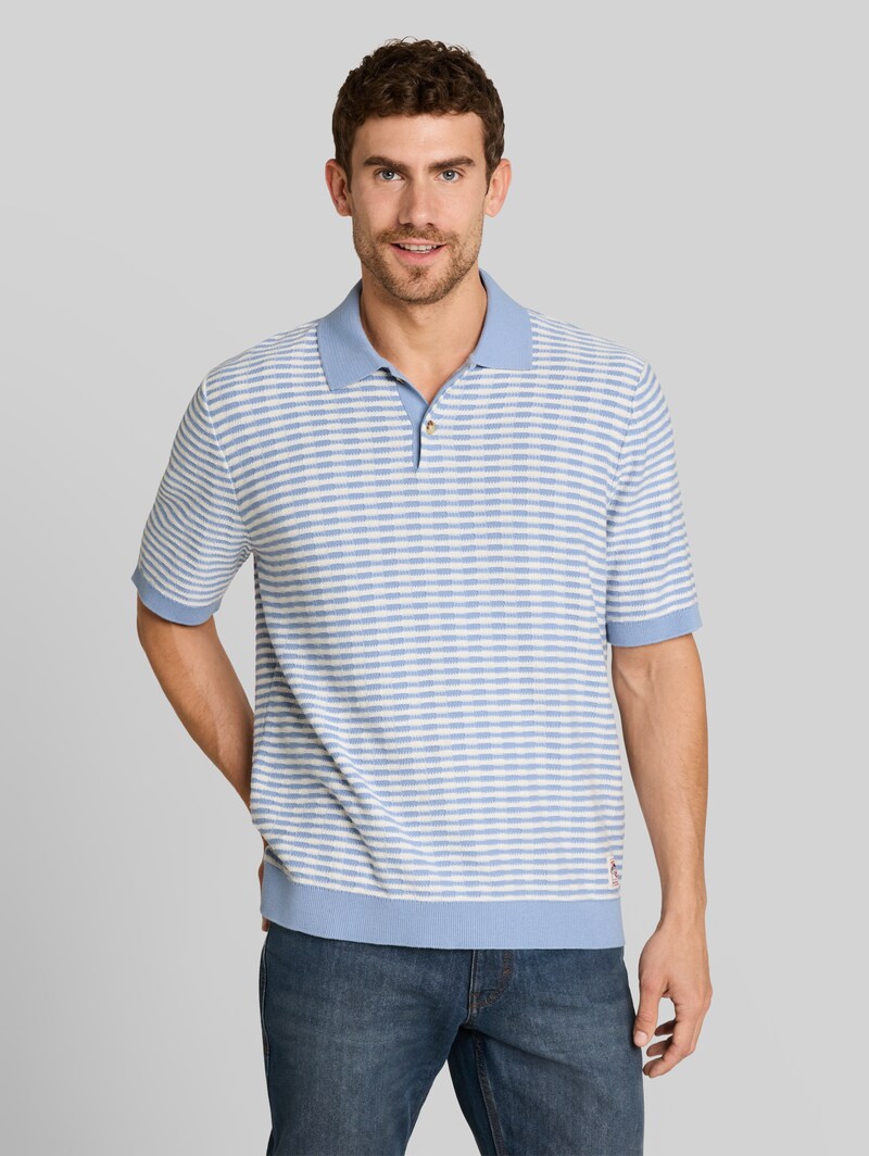 Tom Tailor Strick-Poloshirt mit Streifenmuster - Light Blue White Stripe Tom Tailor Strick-Poloshirt mit Streifenmuster - Light Blue White Stripe