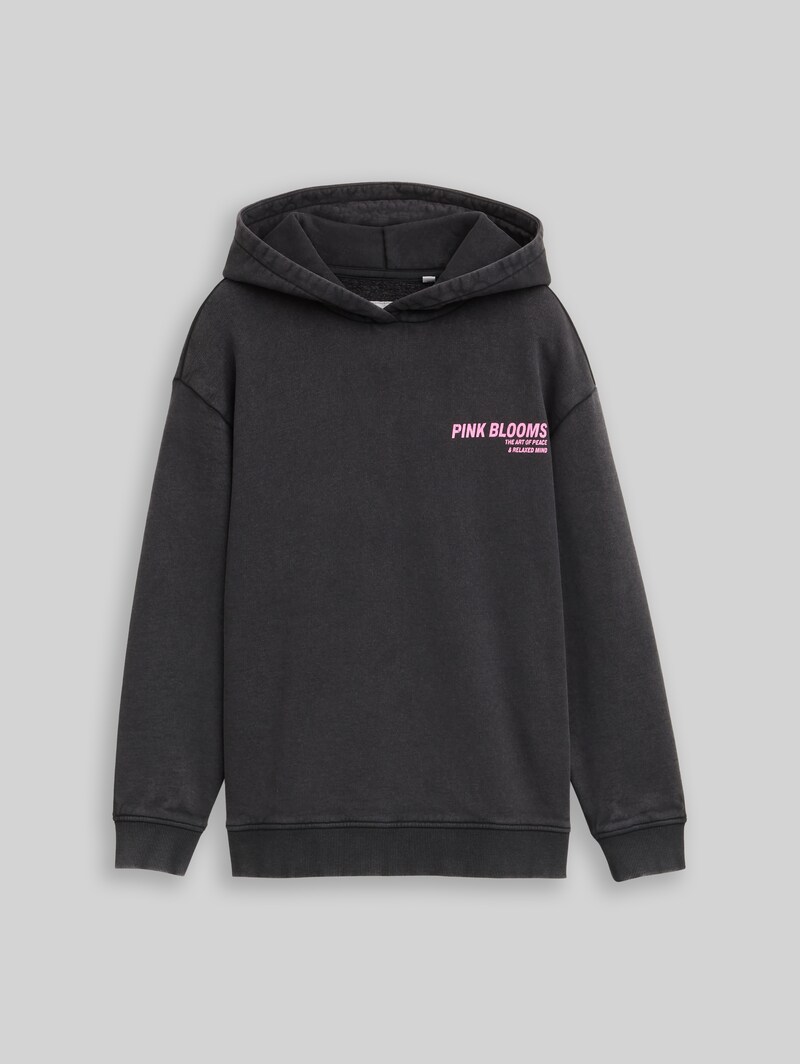 Tom Tailor Oversize Hoodie Sweatshirt mit Rückenprint - Heavy Black