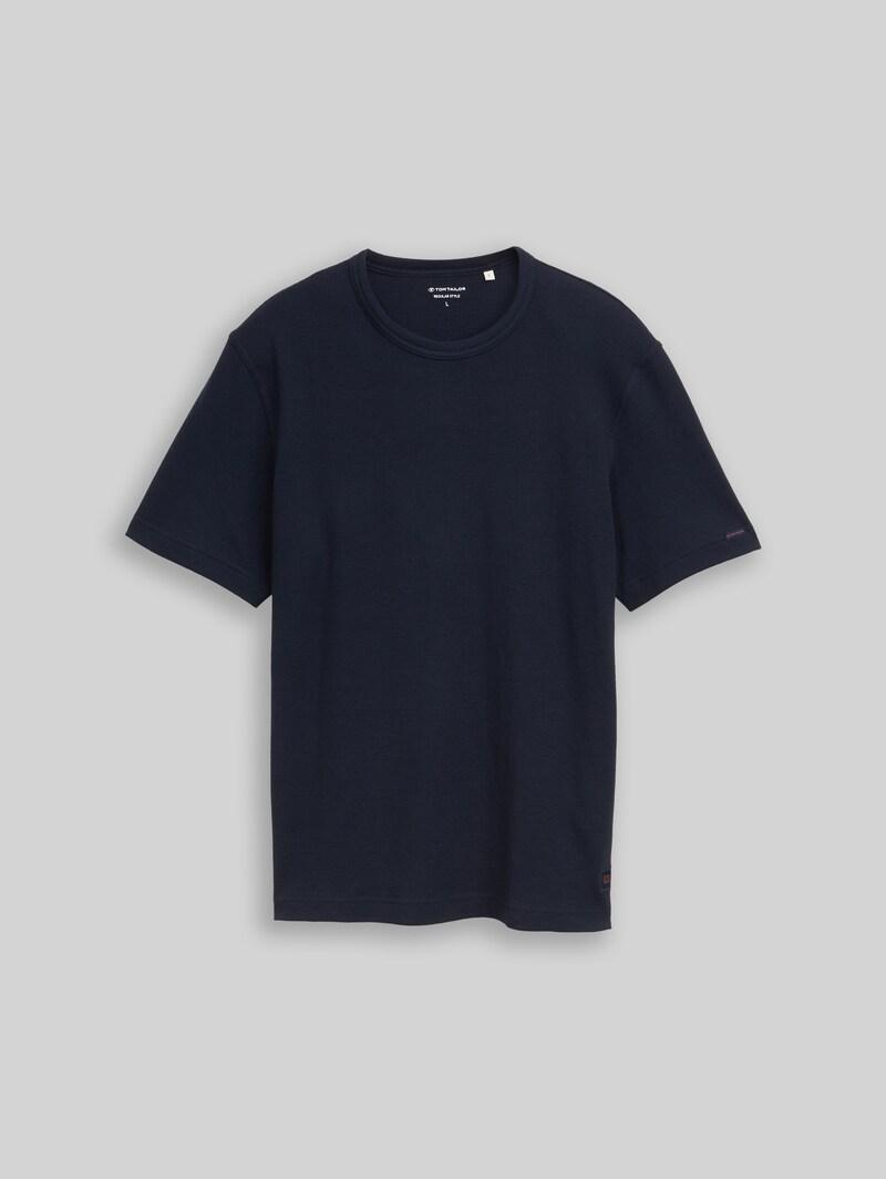 Tom Tailor T-Shirt mit Waffelstruktur - Sky Captain Blue