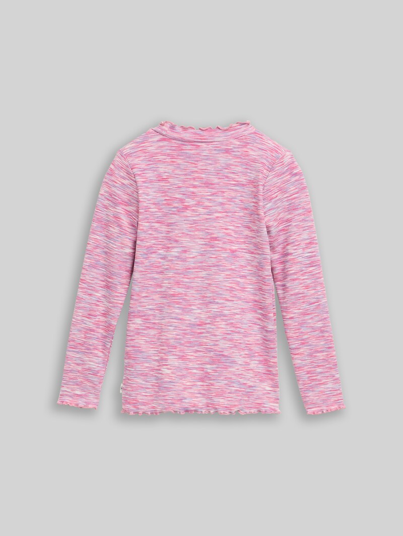 Tom Tailor Langarmshirt in Melange-Optik - Pink Space Dye Texture Tom Tailor Langarmshirt in Melange-Optik - Pink Space Dye Texture