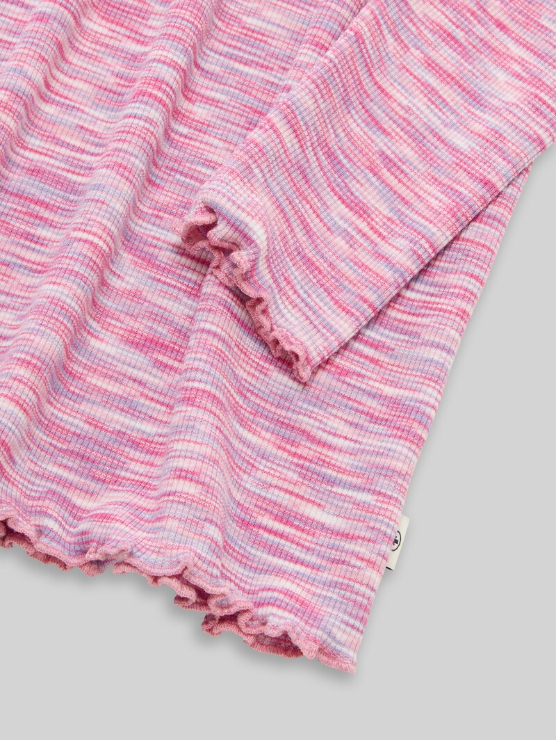 Tom Tailor Langarmshirt in Melange-Optik - Pink Space Dye Texture