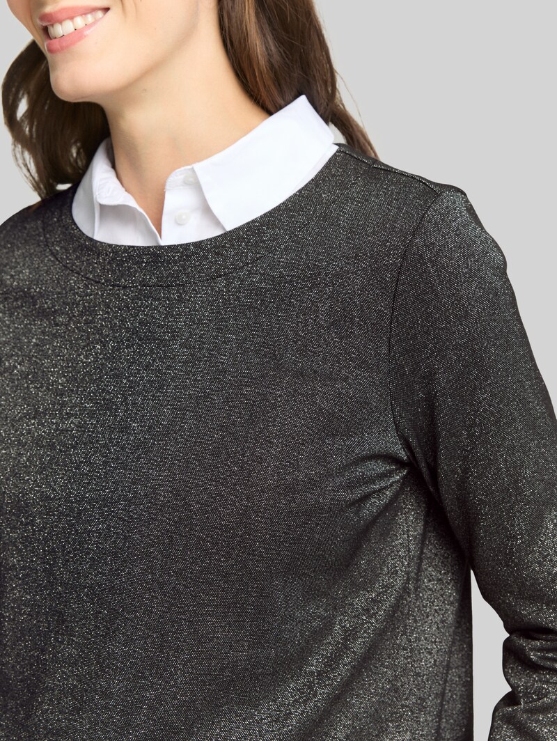 Tom Tailor Langarmshirt mit Glitzer-Effekt - Glitter Fabric