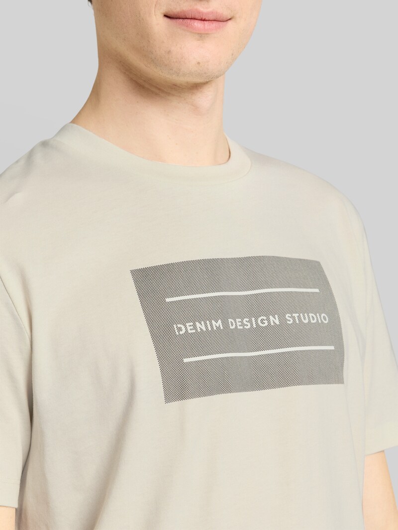 Tom Tailor Basic T-Shirt mit Logo-Print - Natural White