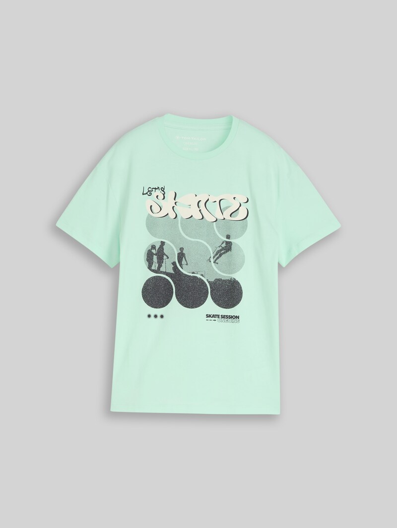 Tom Tailor Oversize T-Shirt mit Print - Soft Sugar Green