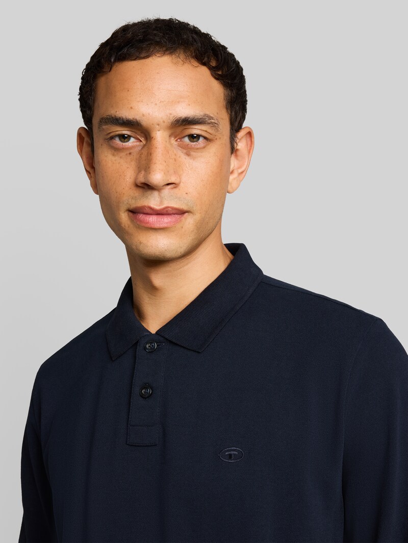 Tom Tailor Langarm Piqué Poloshirt - Sky Captain Blue