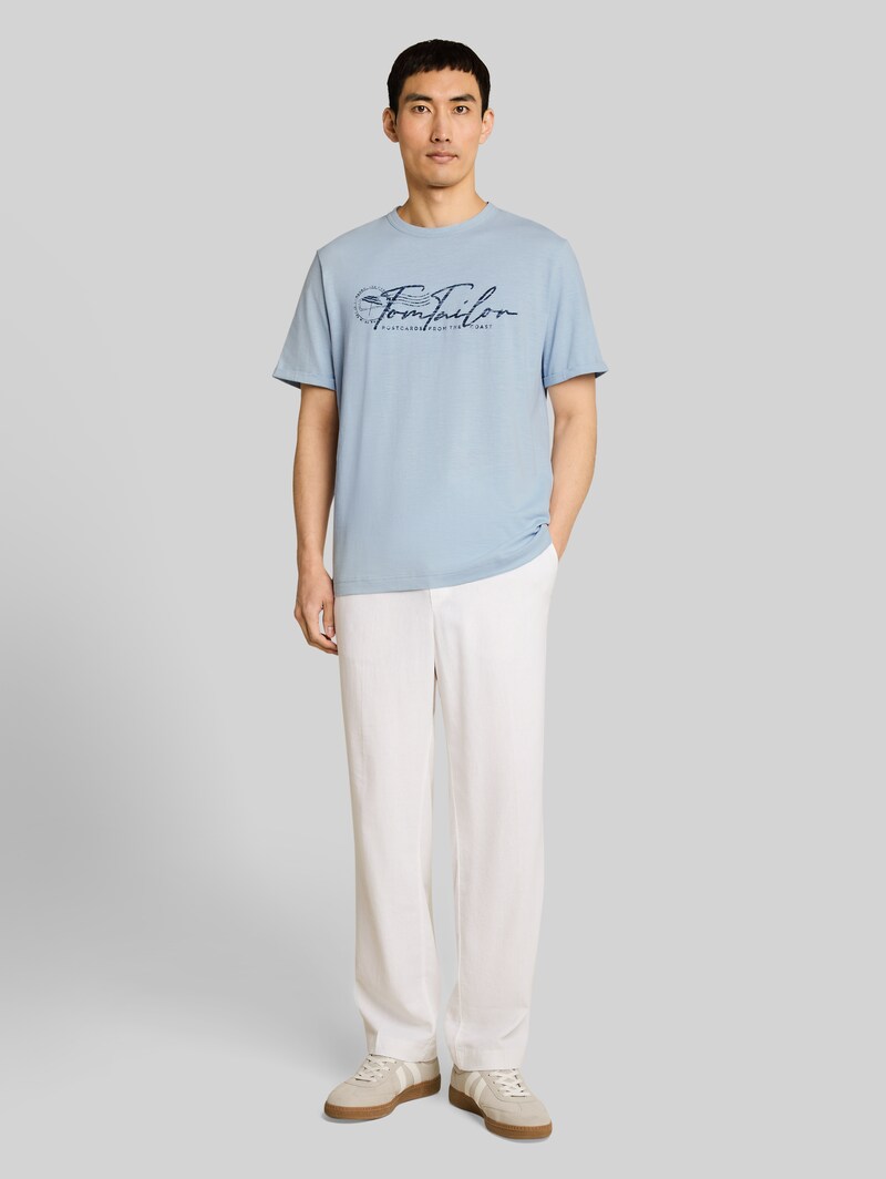 Tom Tailor T-Shirt mit Logo-Print - Light Blue Grey