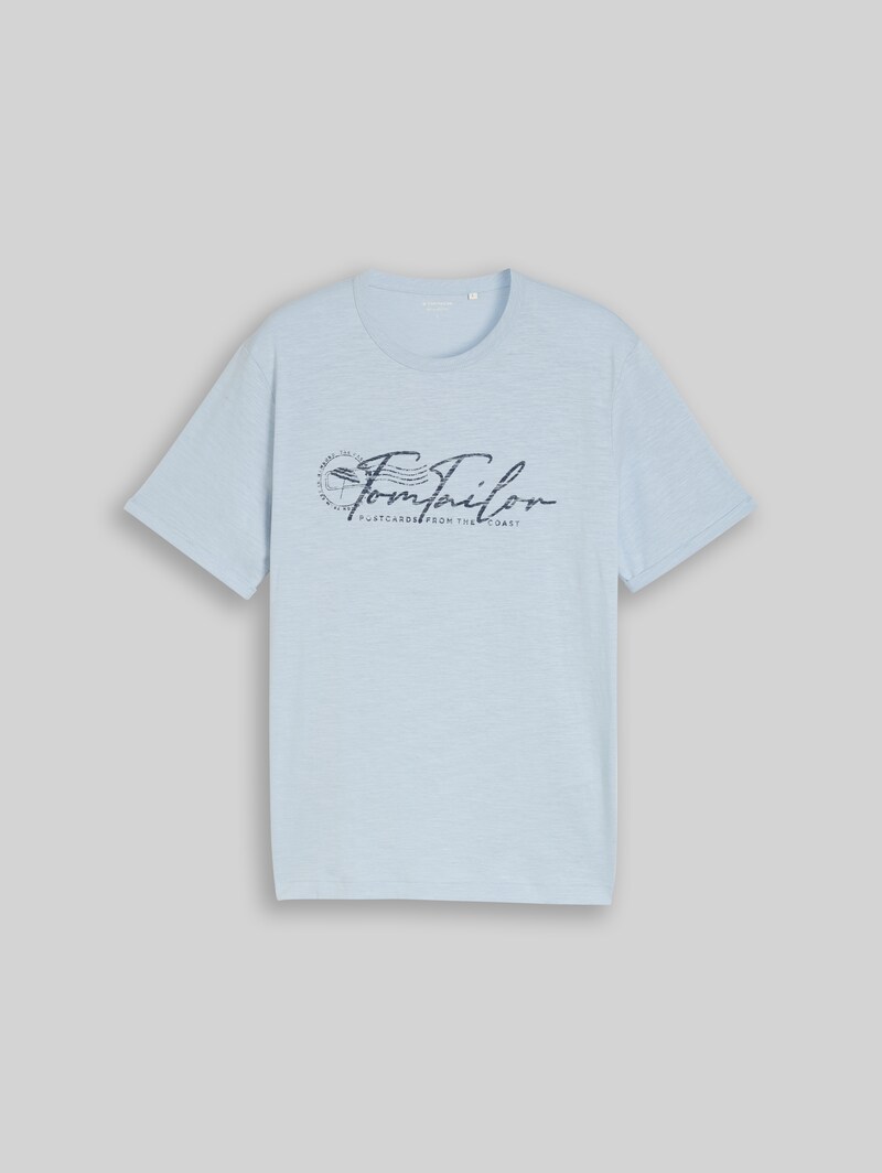 Tom Tailor T-Shirt mit Logo-Print - Light Blue Grey