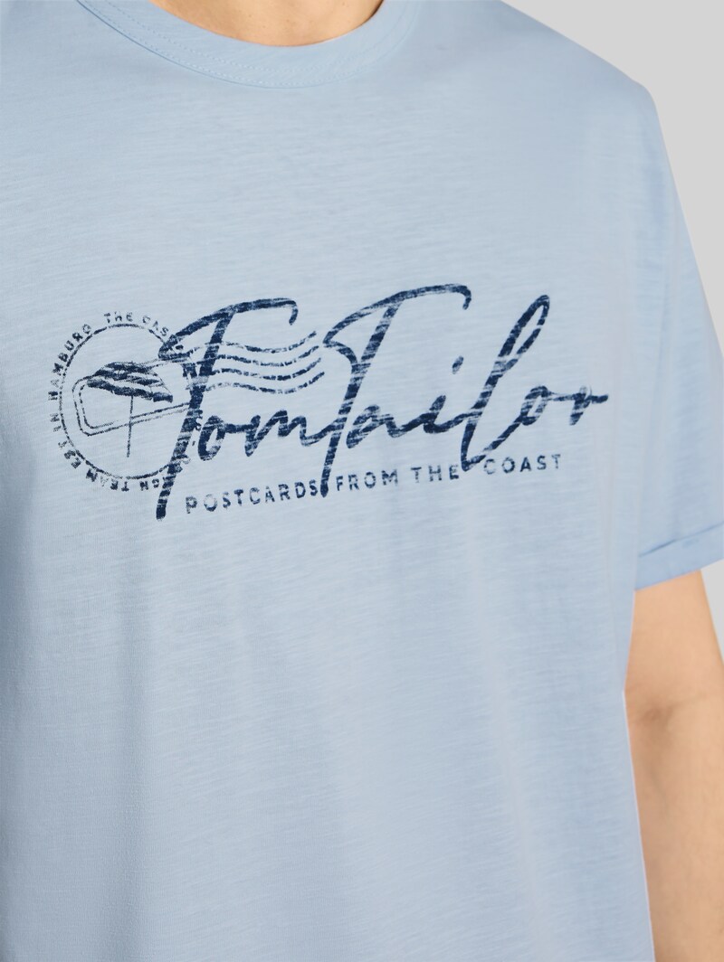 Tom Tailor T-Shirt mit Logo-Print - Light Blue Grey
