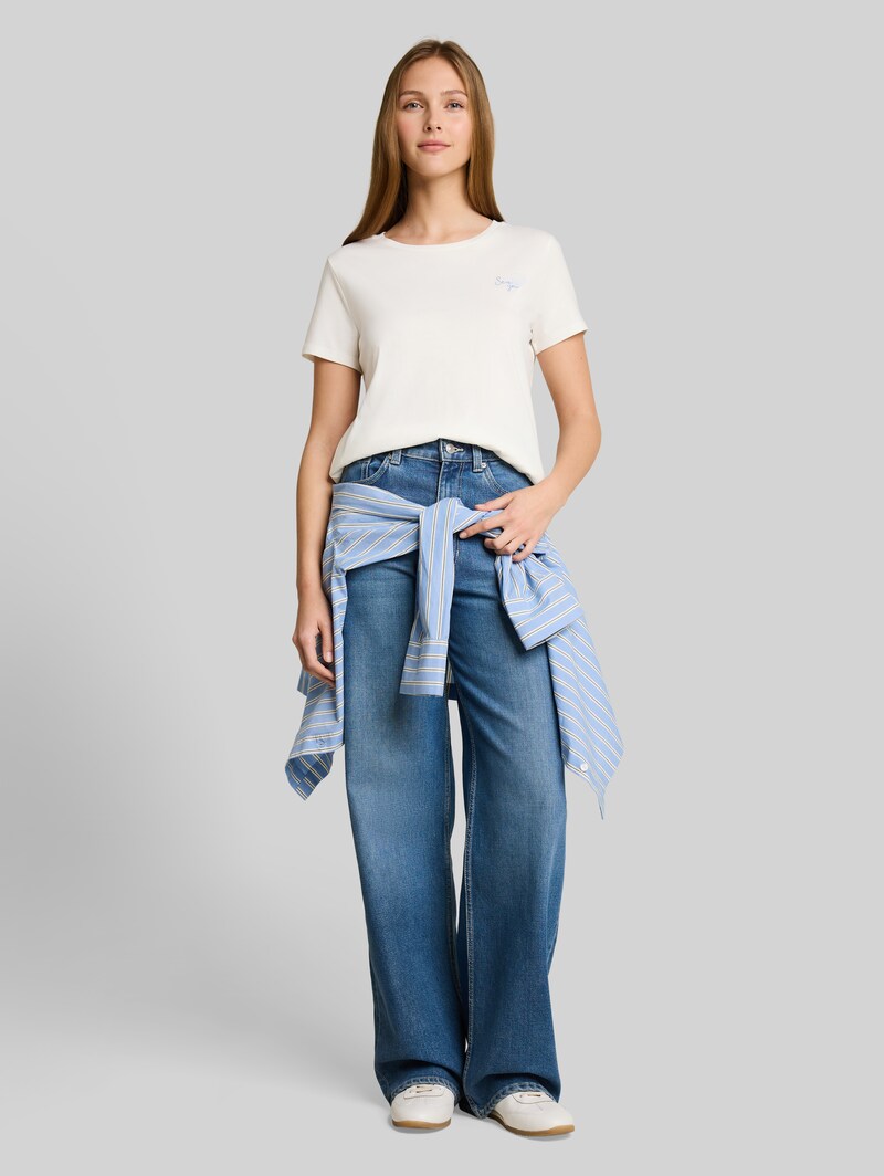 Tom Tailor T-Shirt mit Stickerei - Off White