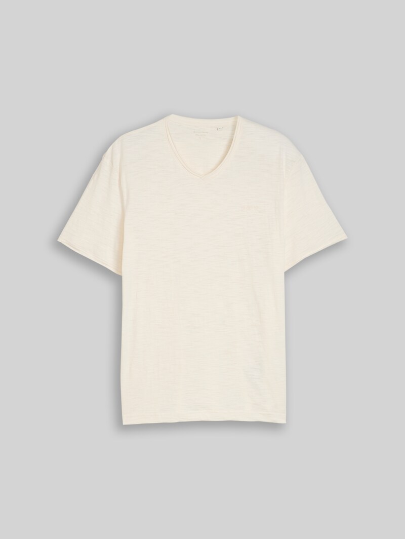 Tom Tailor T-Shirt mit V-Ausschnitt - Gardenia White