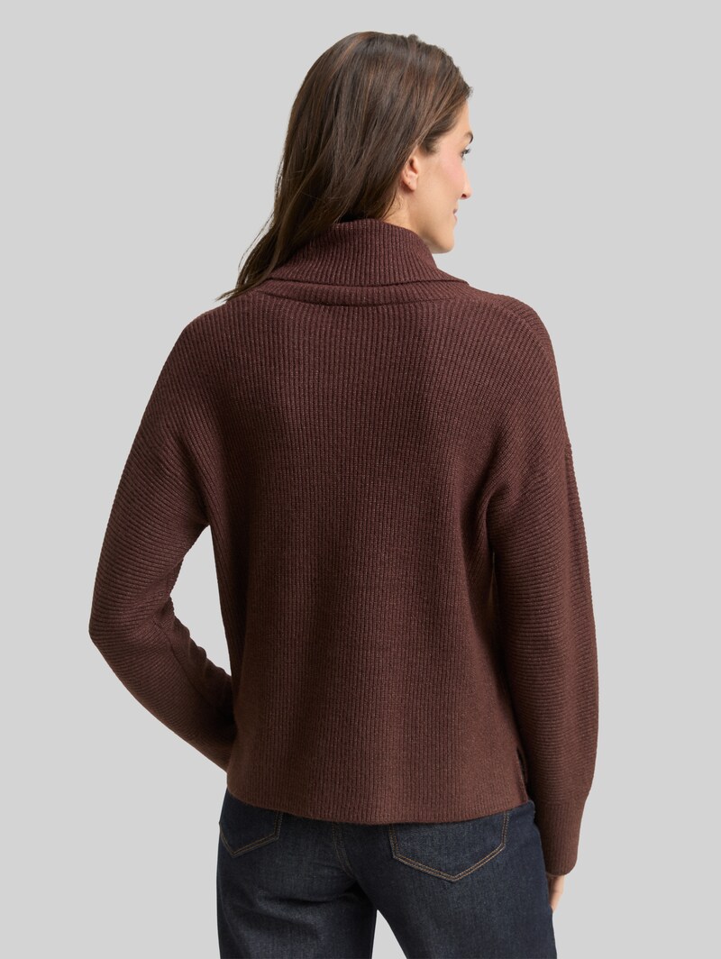Tom Tailor Oversize Rollkragenpullover - Dark Pecan Brown Melange