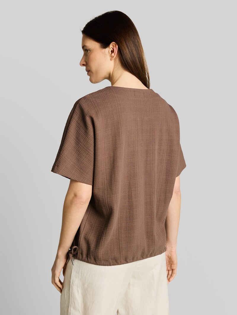 Tom Tailor Jacquard Sweatshirt mit V-Ausschnitt - Taupe Grey
