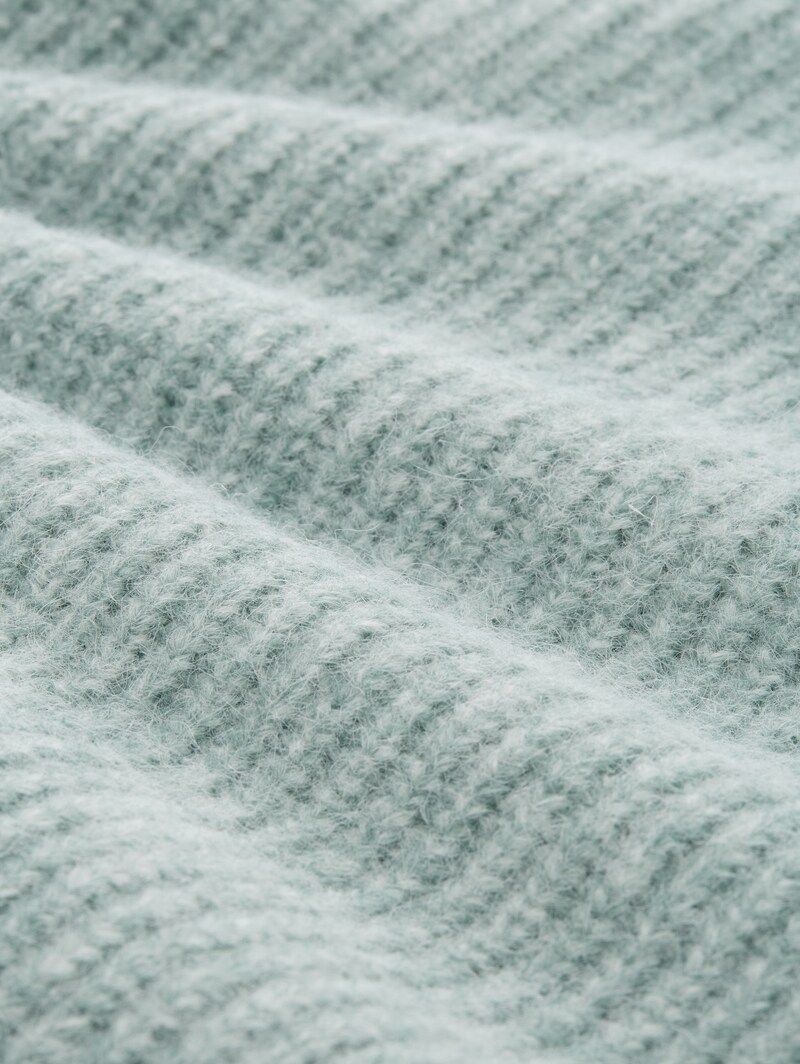 Tom Tailor Relaxed Fit Strickpullover mit Stehkragen - Silver Cloud Blue Melange