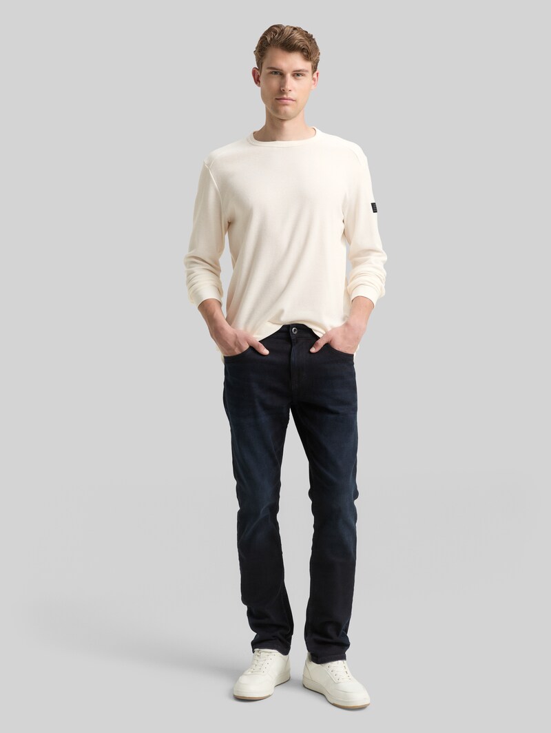 Tom Tailor Langarmshirt mit Waffelstruktur - Gardenia White