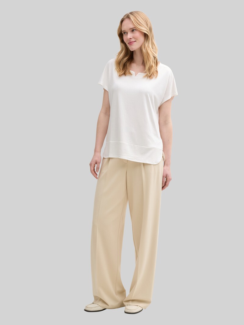 Tom Tailor T-Shirt aus Materialmix - Whisper White