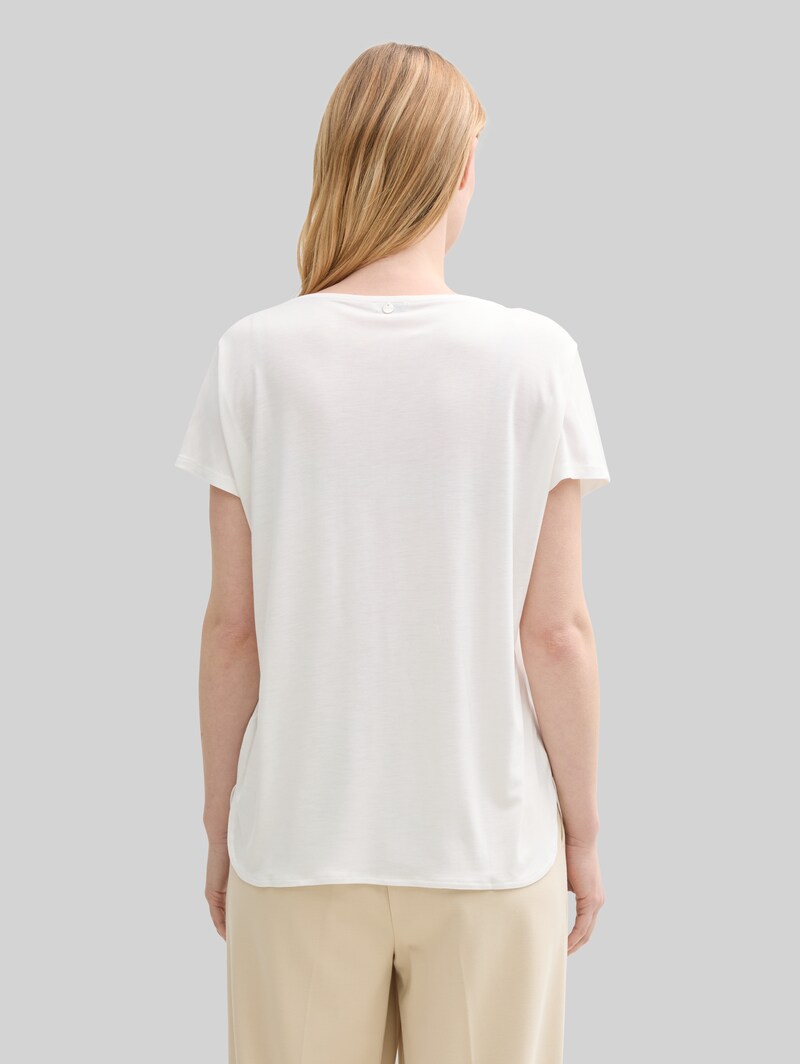 Tom Tailor T-Shirt aus Materialmix - Whisper White