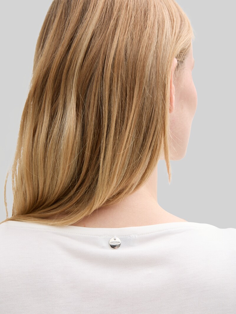 Tom Tailor T-Shirt aus Materialmix - Whisper White