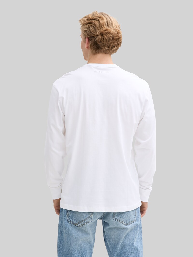 Tom Tailor Relaxed Fit Langarmshirt mit Brusttasche - White
