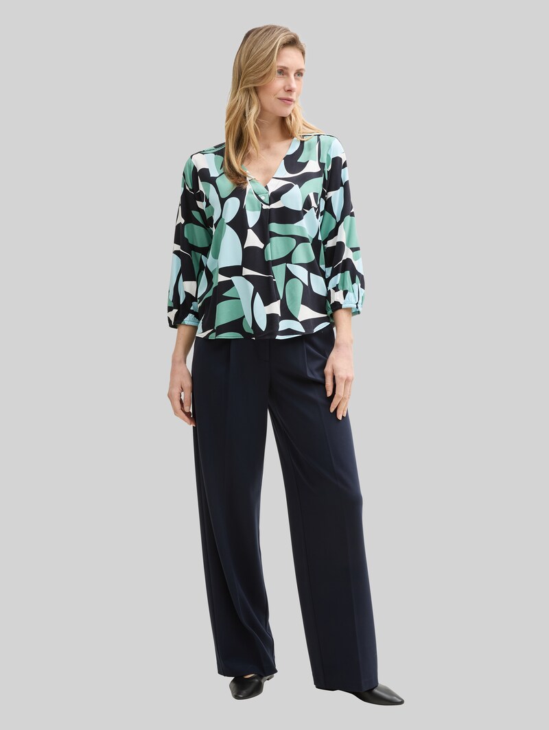 Tom Tailor Bluse mit Muster - Green Dots And Shapes Design