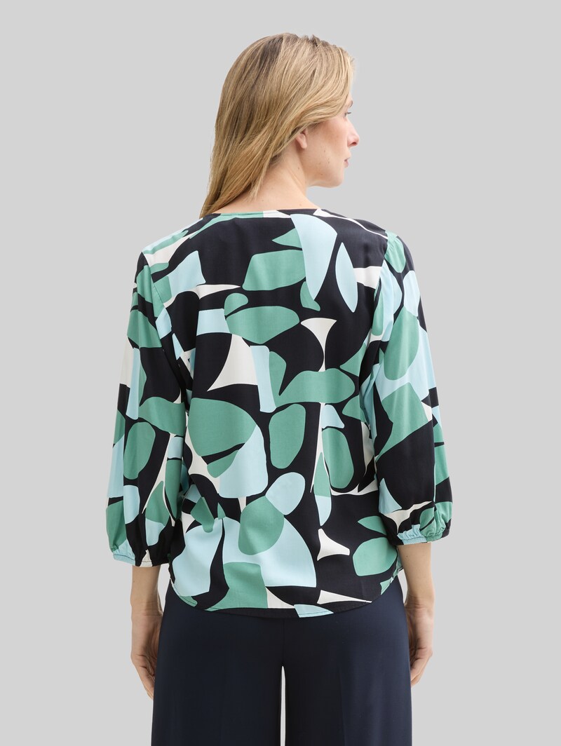 Tom Tailor Bluse mit Muster - Green Dots And Shapes Design