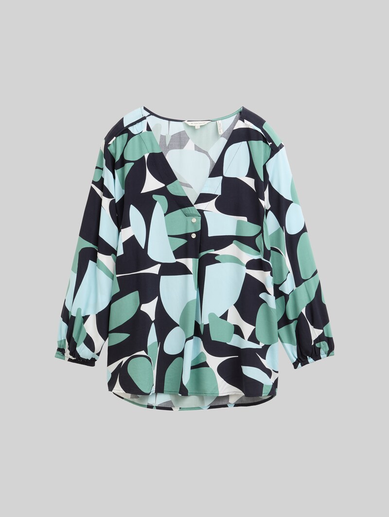 Tom Tailor Bluse mit Muster - Green Dots And Shapes Design
